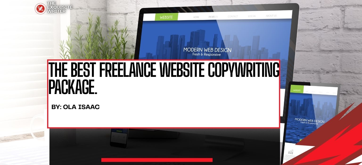 A laptop showing freelance website copywriting package
